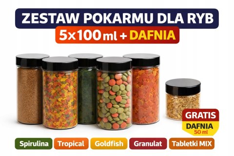 Zestaw pokarmu dla ryb akwariowych Granulat Tabletki Spirulina + DAFNIA