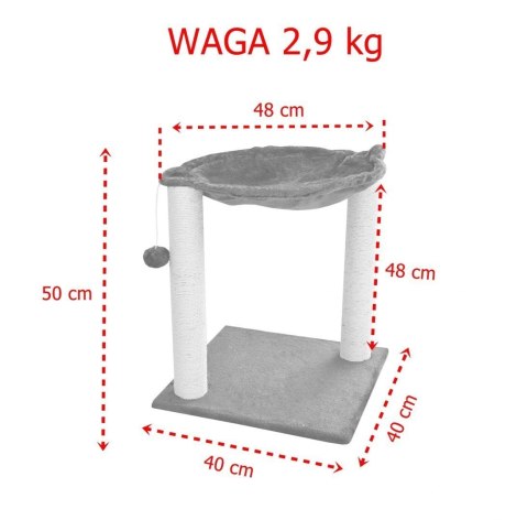 LEGOWISKO DLA KOTA HAMAK Z DRAPAKIEM PLUSZOWE STABILNE ZABAWKA BRĄZ