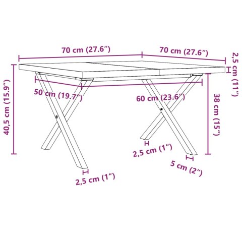  Stolik kawowy z nogami w kształcie litery X, 70x70x40,5 cm