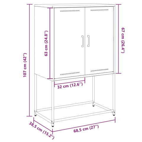  Szafka pod telewizor, oliwkowa, 100,5x39x60,5 cm, stalowa