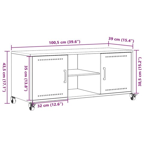  Szafka RTV, biała, 100,5x39x43,5 cm, stal