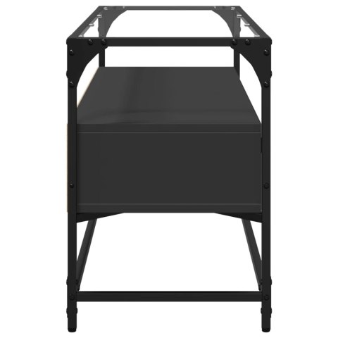  Szafka pod TV ze szklanym blatem, czarna, 98x35x51 cm