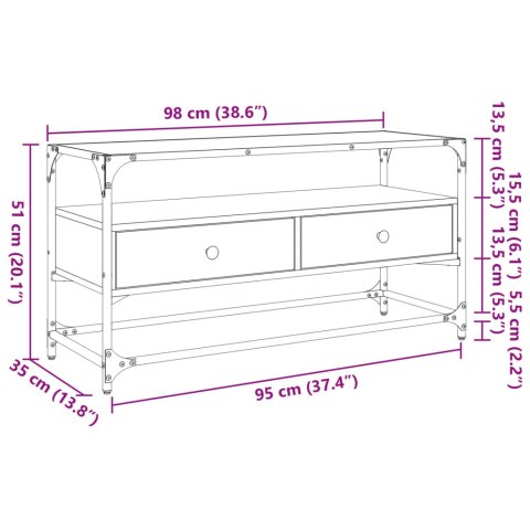  Szafka pod TV ze szklanym blatem, czarna, 98x35x51 cm