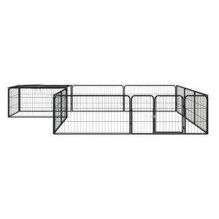  Kojec dla psa, 12 panele, czarny, 100x50 cm, stal