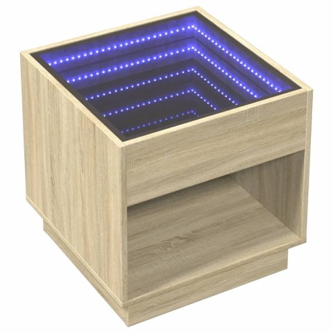  Stolik nocny z LED Infinity, dąb sonoma, 50x50x50 cm