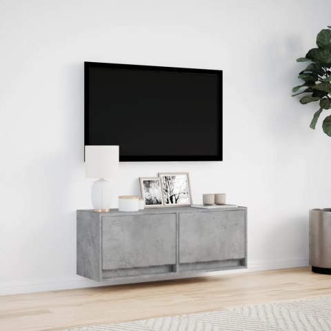  Ścienna szafka TV z LED, szarość betonu, 100x31x35 cm