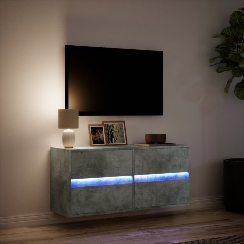  Ścienna szafka TV z LED, szarość betonu, 100x31x45 cm