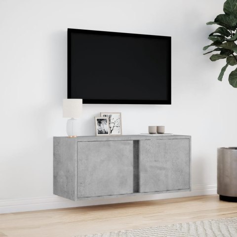  Ścienna szafka TV z LED, szarość betonu, 80x31x35 cm