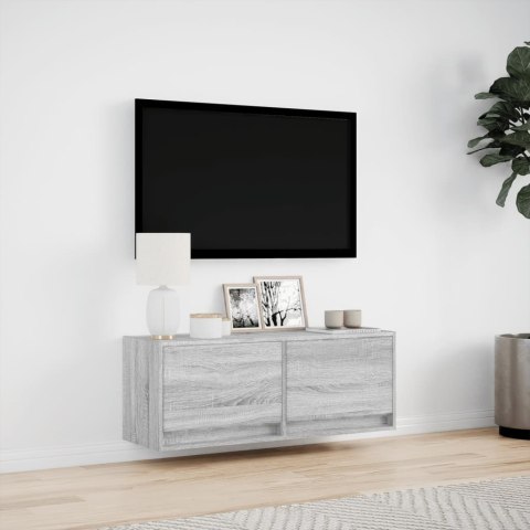  Ścienna szafka TV z LED, szary dąb sonoma, 100x31x35 cm