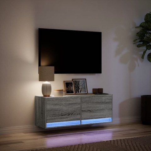  Ścienna szafka TV z LED, szary dąb sonoma, 100x31x35 cm