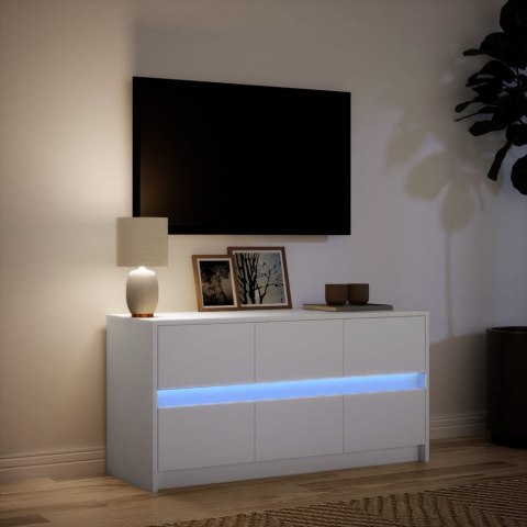  Szafka TV z LED, biała, 100x34x50 cm, materiał drewnopochodny