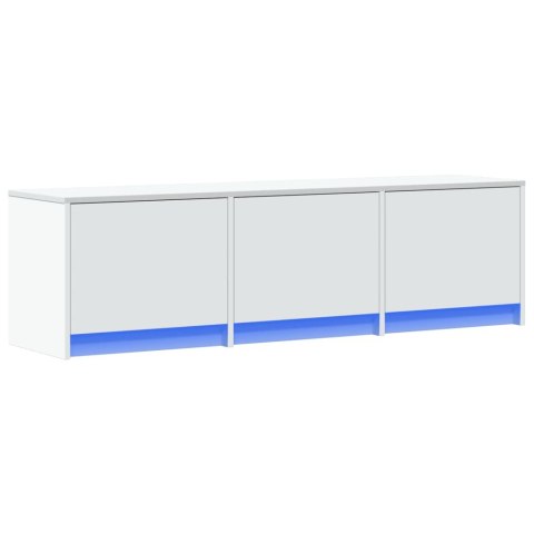  Szafka TV z LED, biała, 140x34x40 cm, materiał drewnopochodny