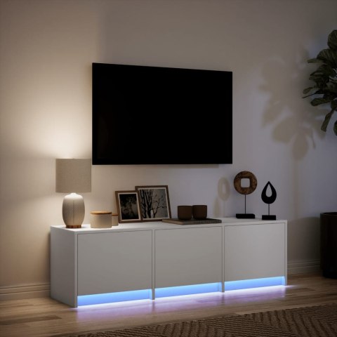  Szafka TV z LED, biała, 140x34x40 cm, materiał drewnopochodny