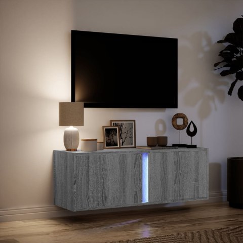  Ścienna szafka TV z LED, szary dąb sonoma, 100x31x35 cm