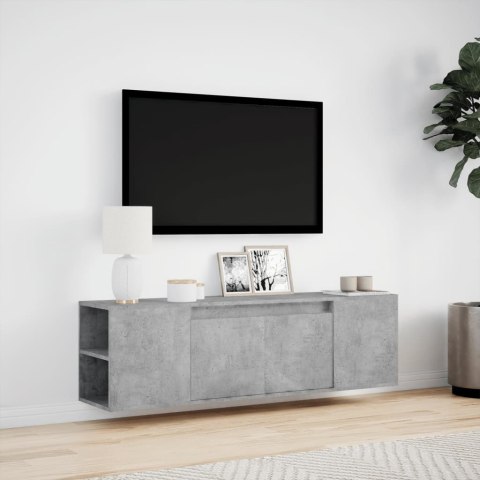  Ścienna szafka TV z LED, szarość betonu, 135x31x39,5 cm