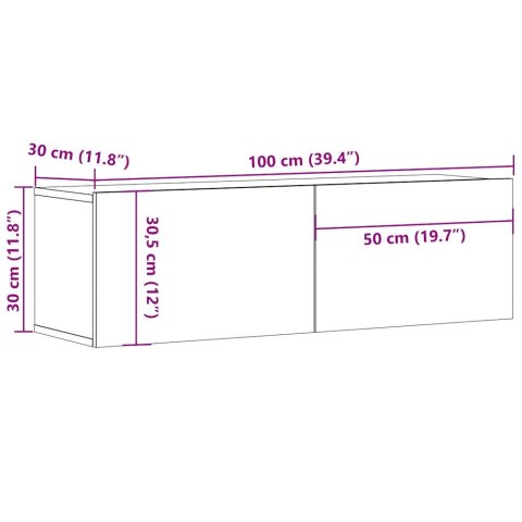  Ścienna szafka TV, stare drewno, 100x30x30 cm