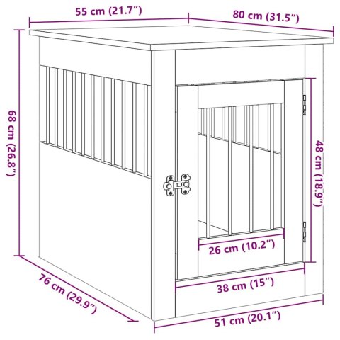  Kojec dla psa, stare drewno, 55x80x68 cm