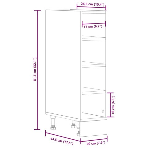  Szafka dolna czarna 20x44,5x81,5 cm Drewno klejone