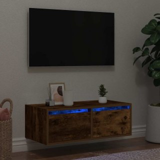  Szafka pod TV z LED, przydymiony dąb, 75x35,5x25 cm