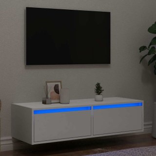  Szafka pod TV z oświetleniem LED, biała, 100x35,5x25 cm