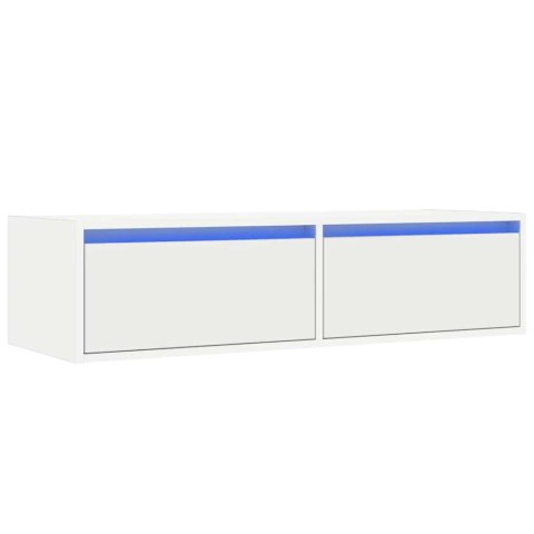  Szafka pod TV z oświetleniem LED, biała, 100x35,5x25 cm