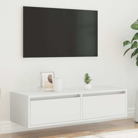  Szafka pod TV z oświetleniem LED, biała, 100x35,5x25 cm