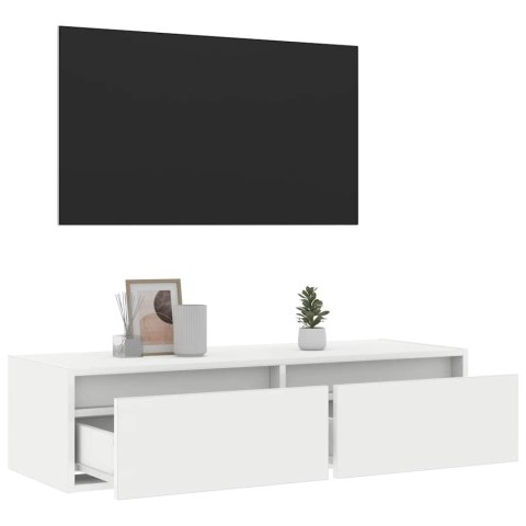  Szafka pod TV z oświetleniem LED, biała, 100x35,5x25 cm