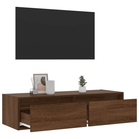  Szafka pod TV z oświetleniem LED, brązowy dąb, 100x35,5x25 cm