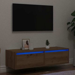  Szafka pod TV z oświetleniem LED, dąb artisan, 100x35,5x25 cm