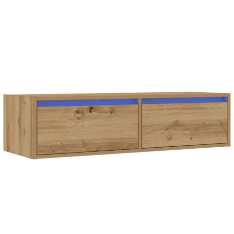  Szafka pod TV z oświetleniem LED, dąb artisan, 100x35,5x25 cm