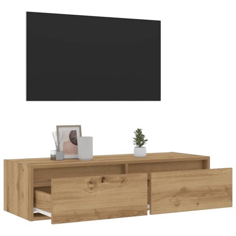  Szafka pod TV z oświetleniem LED, dąb artisan, 100x35,5x25 cm