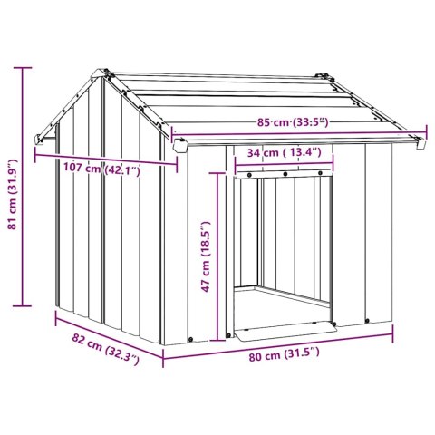  Buda dla psa z dachem, 85x107x81 cm, stal galwanizowana