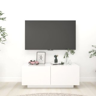  Szafka pod TV, wysoki połysk, biała, 100x35x40 cm