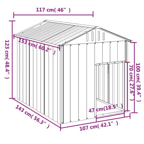  Buda dla psa, z dachem, antracytowa, 117x153x123 cm, stal