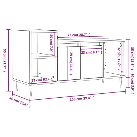  Szafka pod TV, czarna, 100x35x55 cm, materiał drewnopochodny