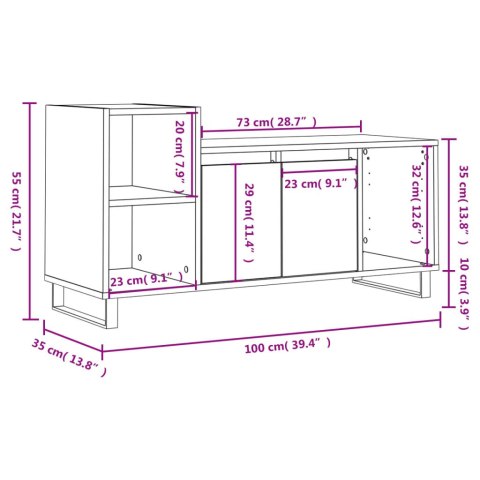  Szafka pod TV, szarość betonu, 100x35x55 cm