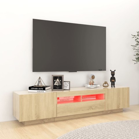  Szafka TV z oświetleniem LED, kolor dąb sonoma, 180x35x40 cm