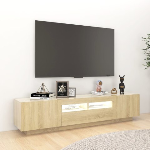  Szafka TV z oświetleniem LED, kolor dąb sonoma, 180x35x40 cm