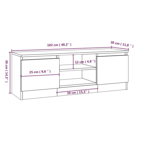  Szafka pod TV, z drzwiczkami, czarna, 102x30x36 cm