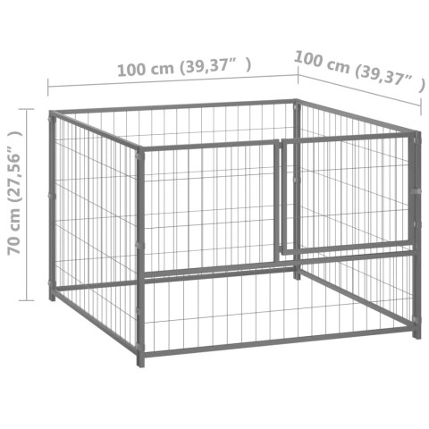  Kojec dla psa, srebrny, 100x100x70 cm, stalowy