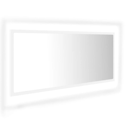  Lustro łazienkowe z LED, białe, 100x8,5x37 cm, akryl