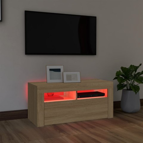  Szafka TV z oświetleniem LED, dąb sonoma, 90x35x40 cm