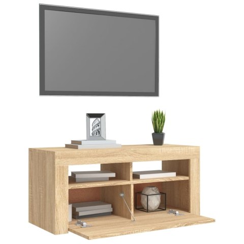  Szafka TV z oświetleniem LED, dąb sonoma, 90x35x40 cm