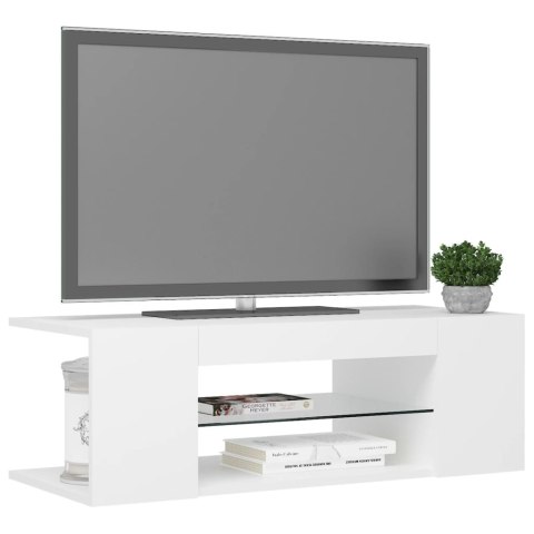  Szafka pod TV z oświetleniem LED, biała, 90x39x30 cm