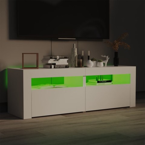  Szafka pod TV z oświetleniem LED, biała, 120x35x40 cm