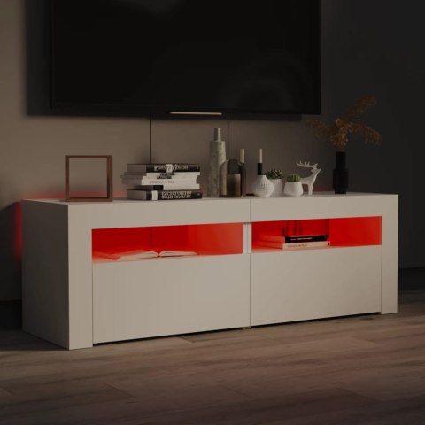  Szafka pod TV z oświetleniem LED, biała, 120x35x40 cm