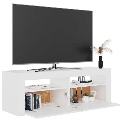  Szafka pod TV z oświetleniem LED, biała, 120x35x40 cm