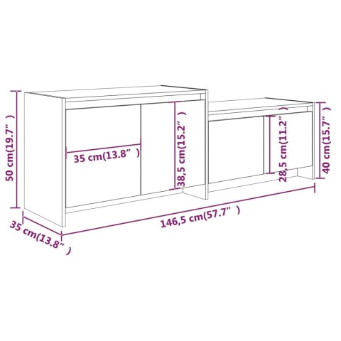  Szafka pod TV, wysoki połysk, biała, 146,5x35x50 cm