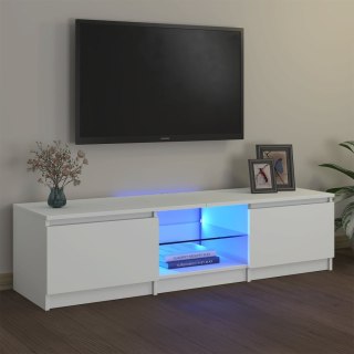  Szafka pod TV z oświetleniem LED, biała, 140 x 40 x 35,5 cm