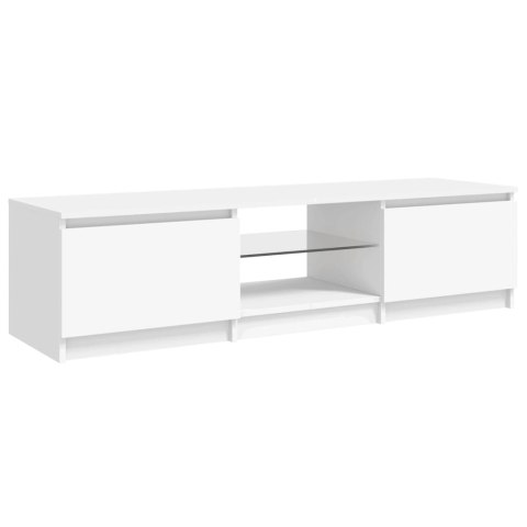  Szafka pod TV z oświetleniem LED, biała, 140 x 40 x 35,5 cm